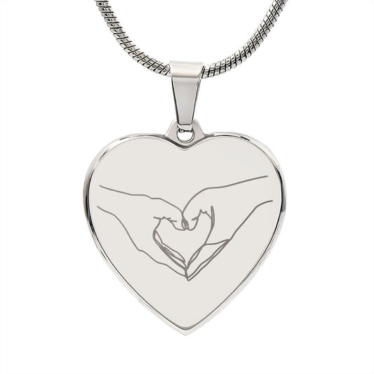 Hands Engraved Heart Necklace