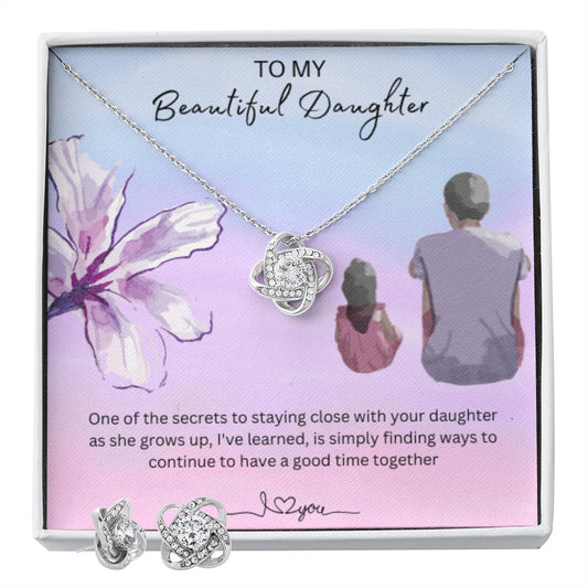Daughter Love Knot Earring & Necklace Set