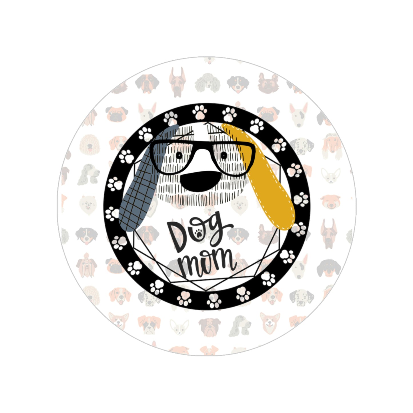 Dog Glasses Transparent Outdoor Stickers, Round, 1pcs