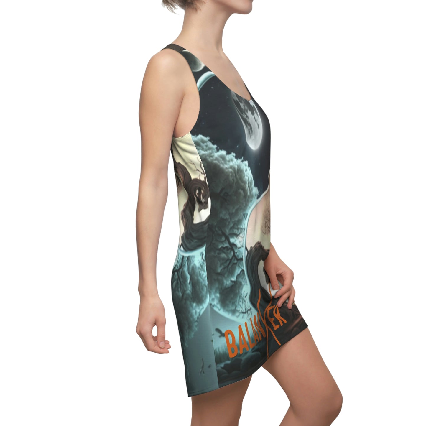 Balanxer Yin Yang Women's Cut & Sew Racerback Dress (AOP)