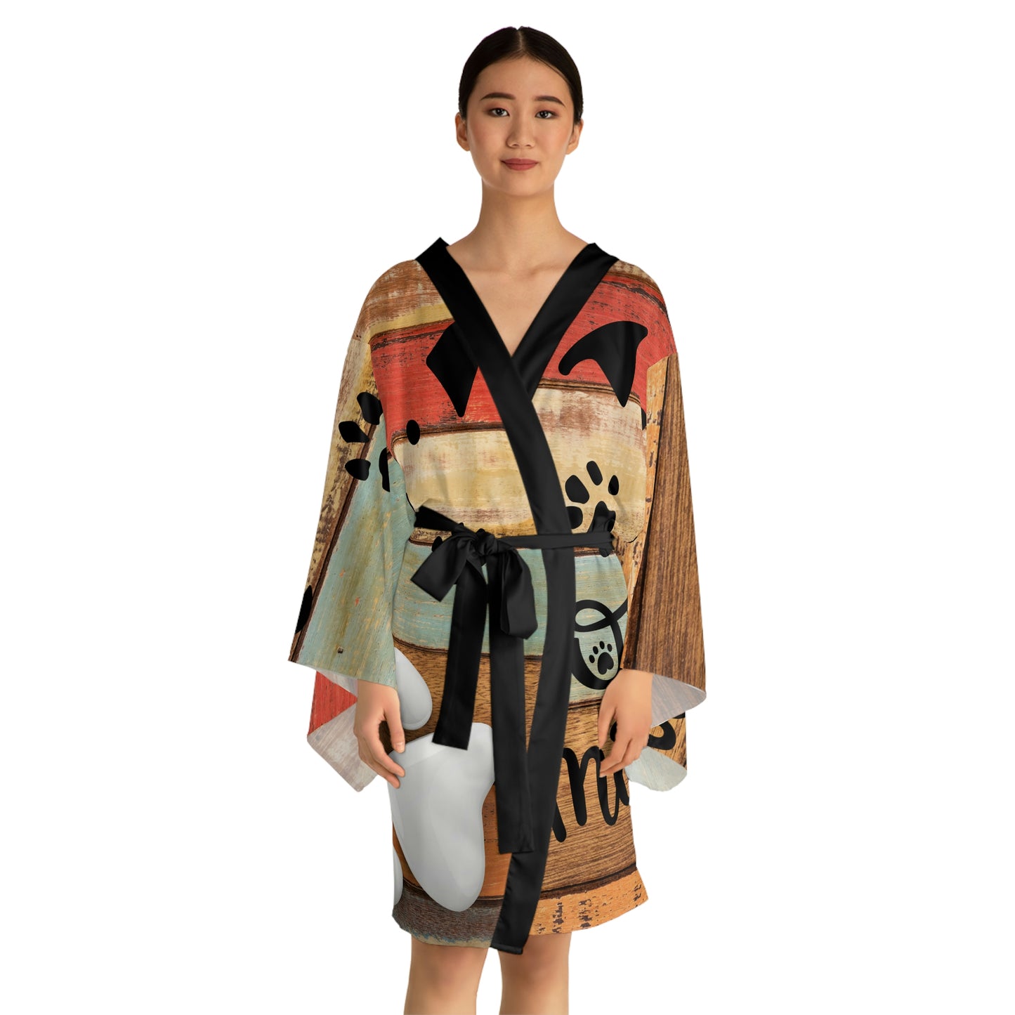 Wood Bone Long Sleeve Kimono Robe (AOP)