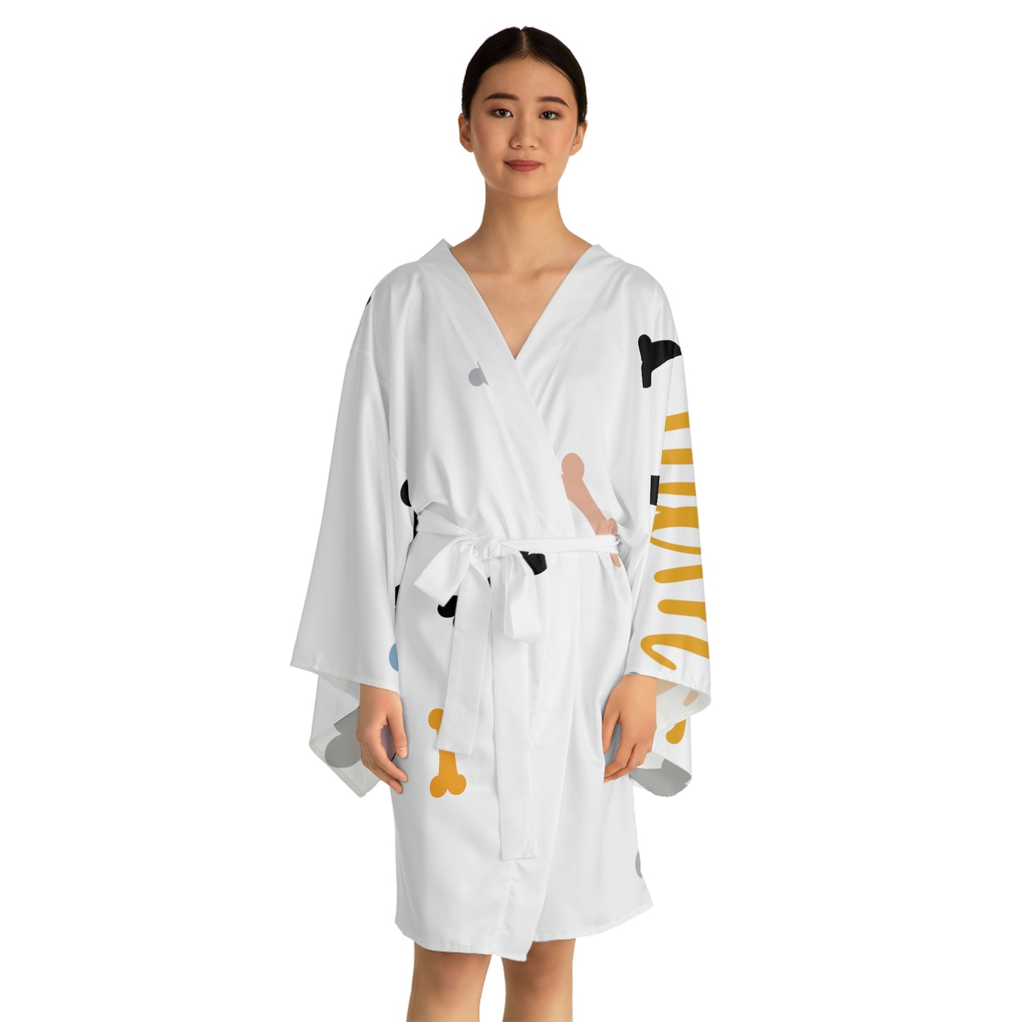 Doggie Bed Long Sleeve Kimono Robe (AOP)