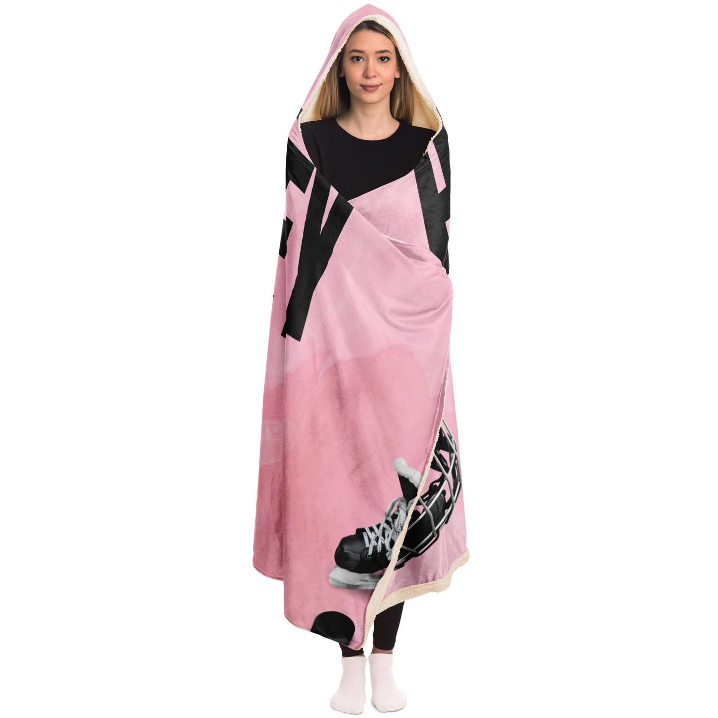 Pink Puck Hooded Blanket - AOP