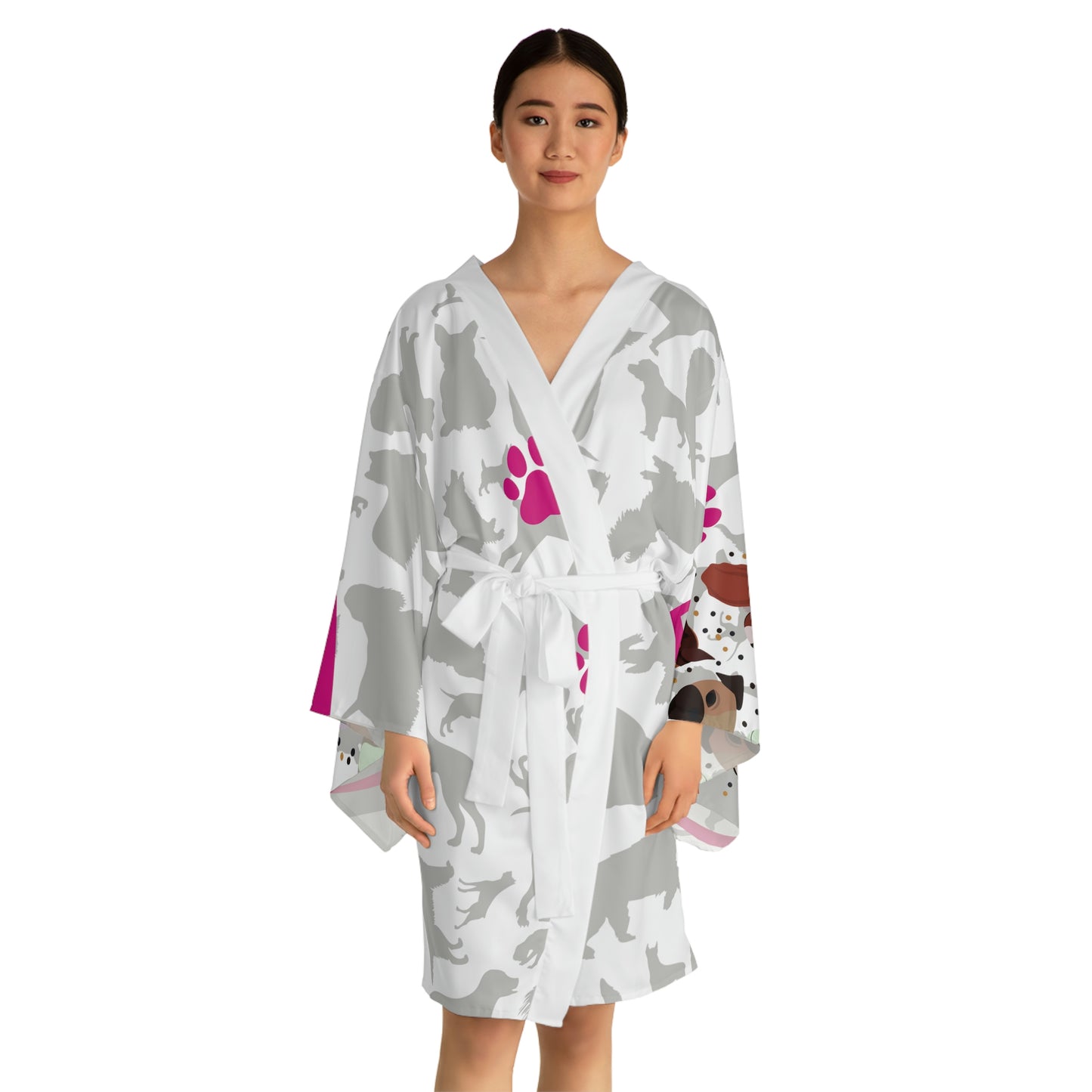 Pup Love Long Sleeve Kimono Robe (AOP)