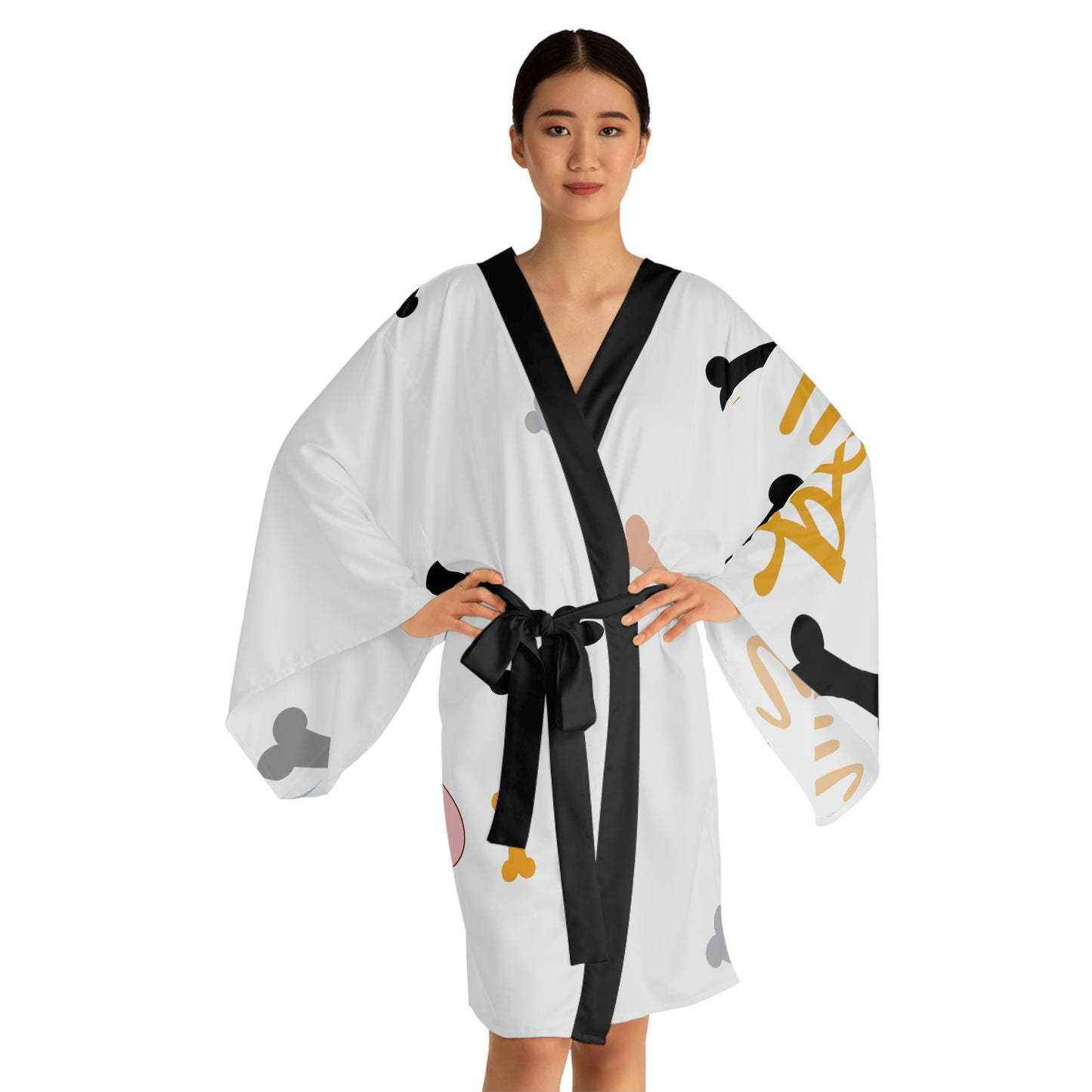 Doggie Bed Long Sleeve Kimono Robe (AOP)