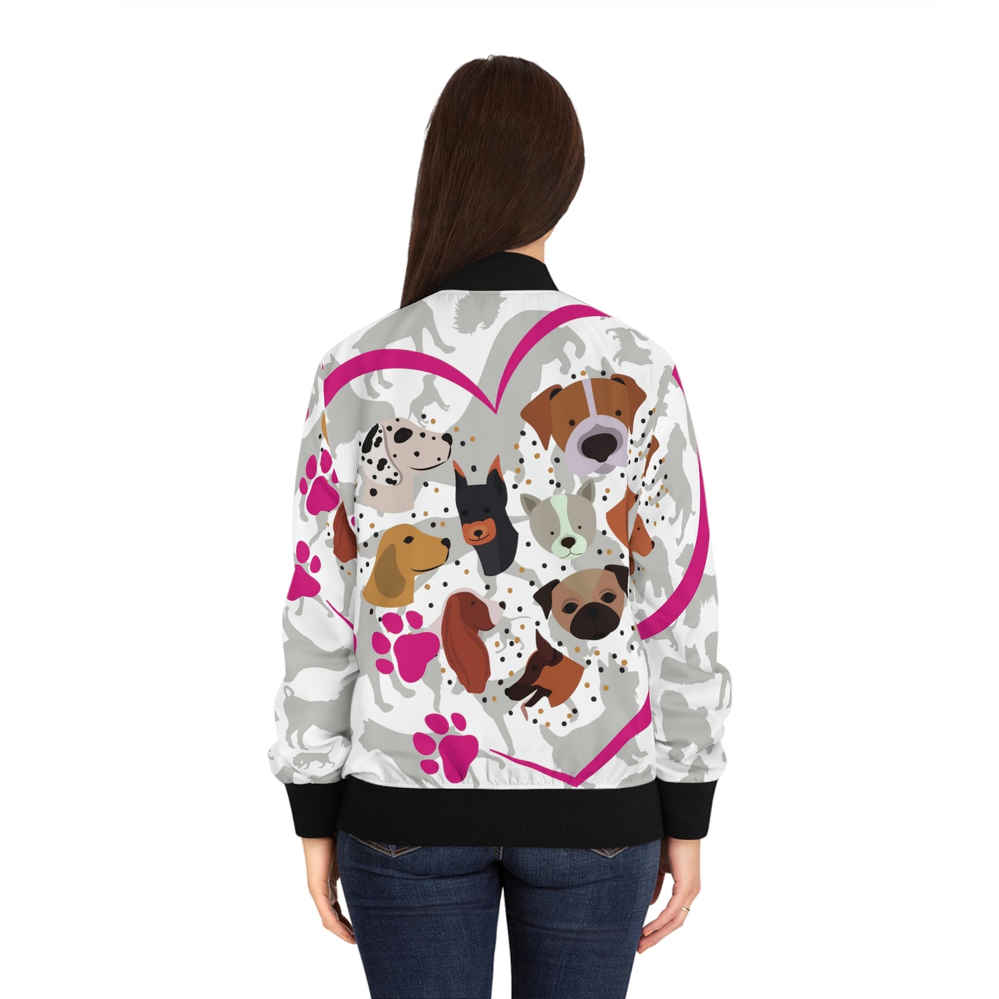 Pup Love Women's Bomber Jacket (AOP)