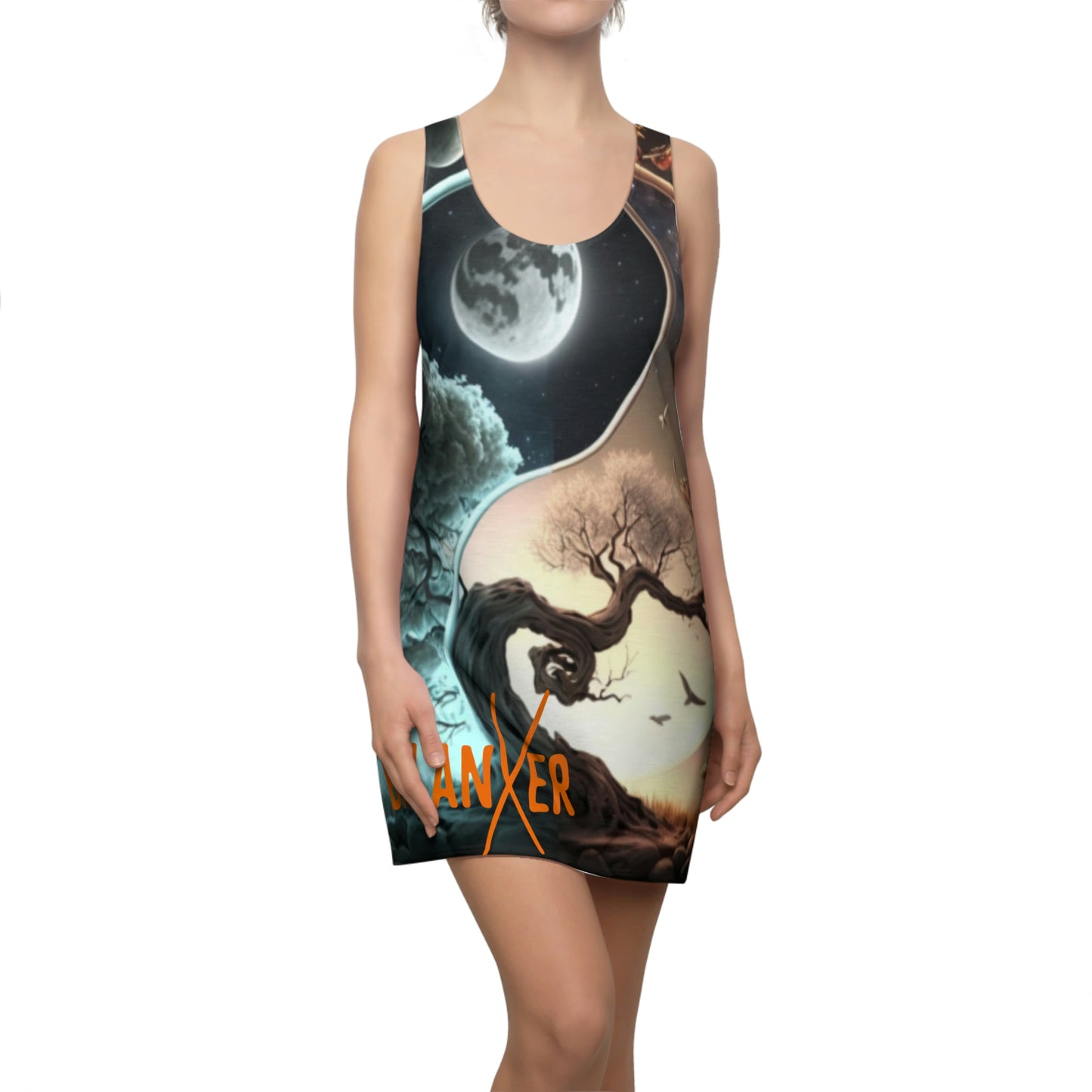 Balanxer Yin Yang Women's Cut & Sew Racerback Dress (AOP)