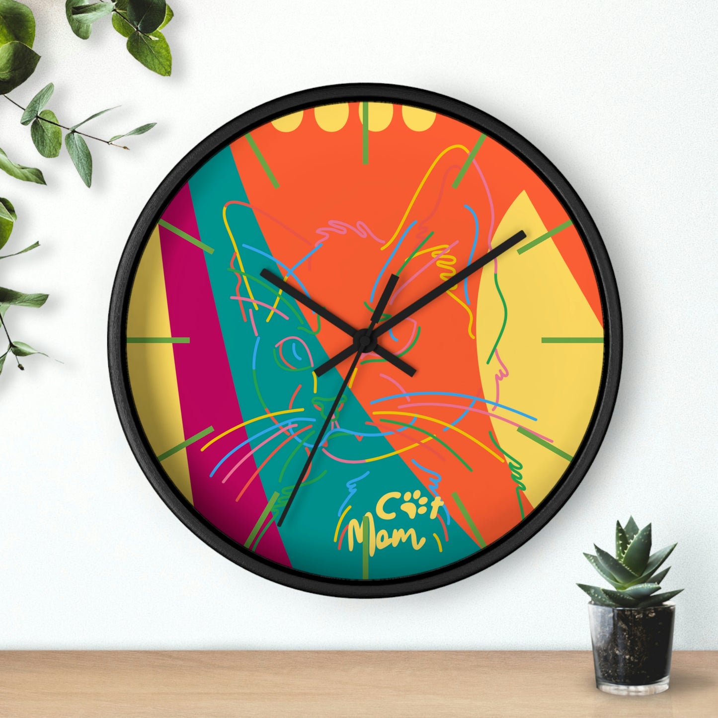 Cat Lines Wall Clock